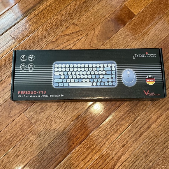 Perixx PERIDUO-713BL Wireless Mini Keyboard and Mouse Combo, Pastel Blue - Picture 1 of 9